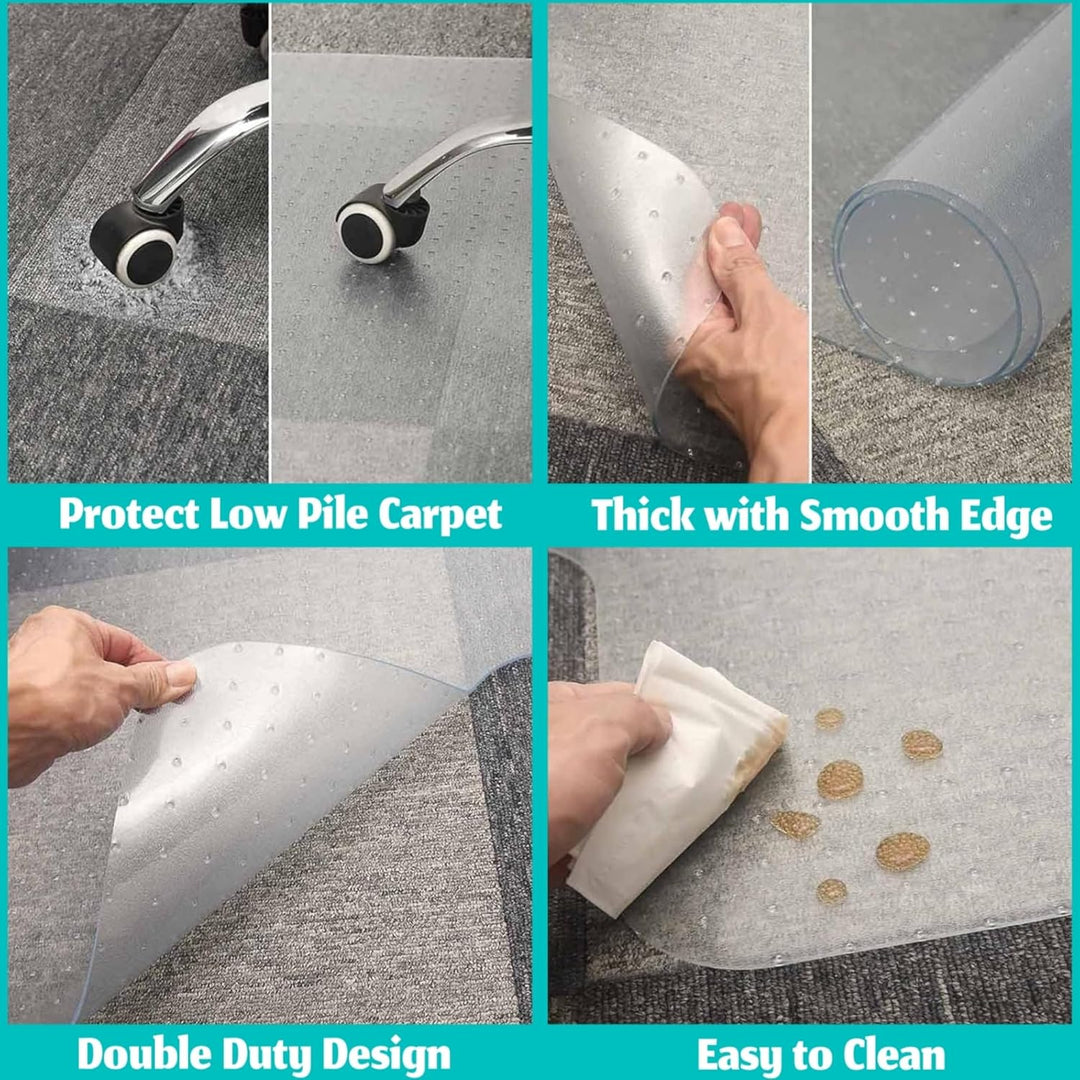 Lisslune | Clear PVC Office Chair Mat for Low-Pile Carpet Floors – 120×90 cm Protector – Myrida