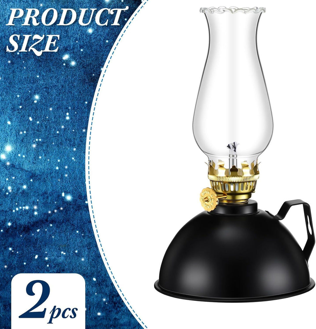 Lisslune | Vintage-Style Glass & Metal Oil Lamps Set of 2 – Ardin