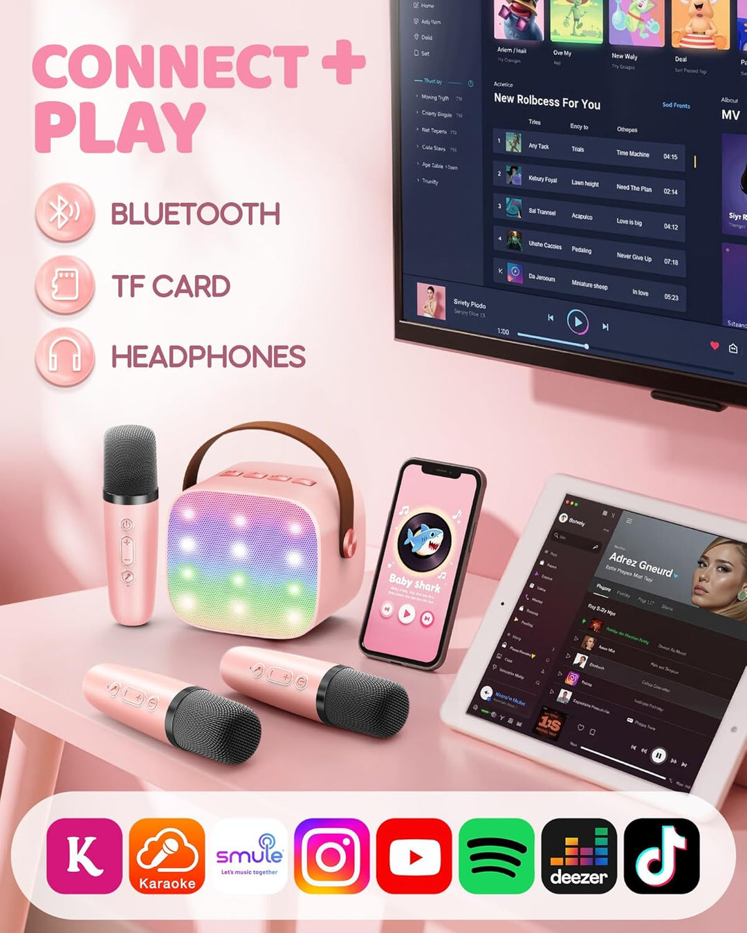 Lisslune | Portable Mini Karaoke Machine with Bluetooth Speaker & 2 Wireless Mics – Veylo