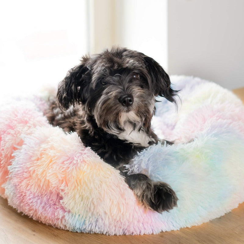Lisslune | Beef Rainbow Extra Plush Calming Donut Dog Beds