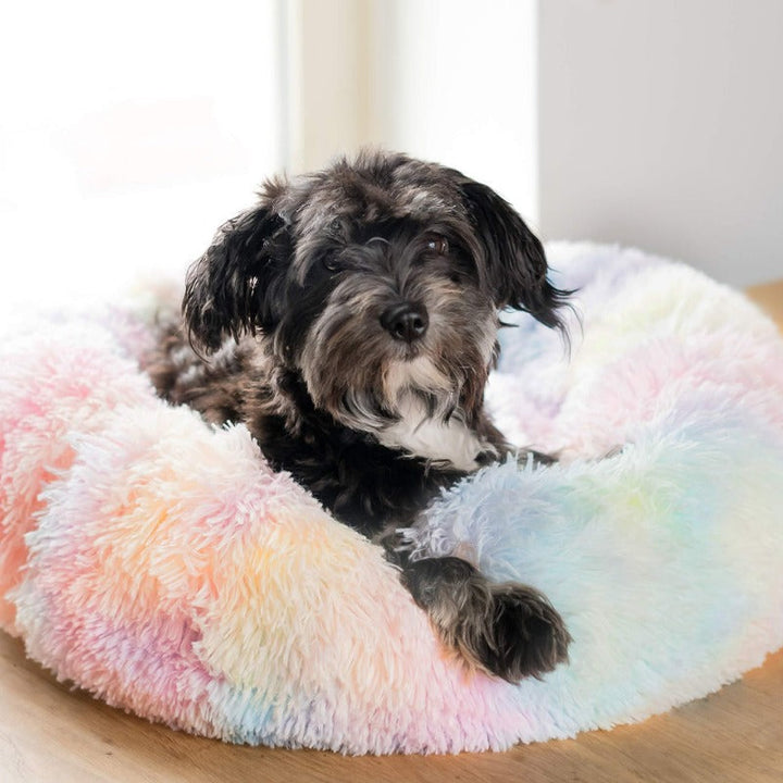 Lisslune | Beef Rainbow Extra Plush Calming Donut Dog Beds