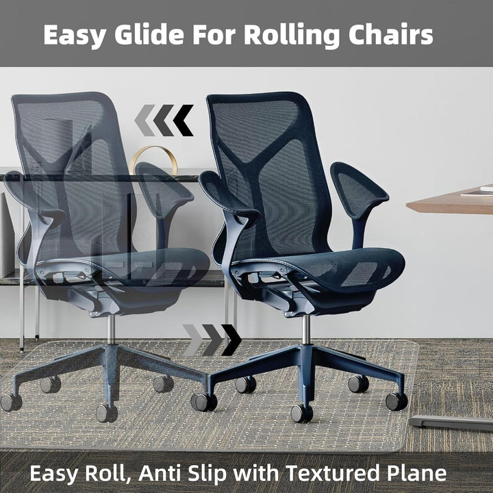 Lisslune | Clear PVC Office Chair Mat for Low-Pile Carpet Floors – 120×90 cm Protector – Myrida
