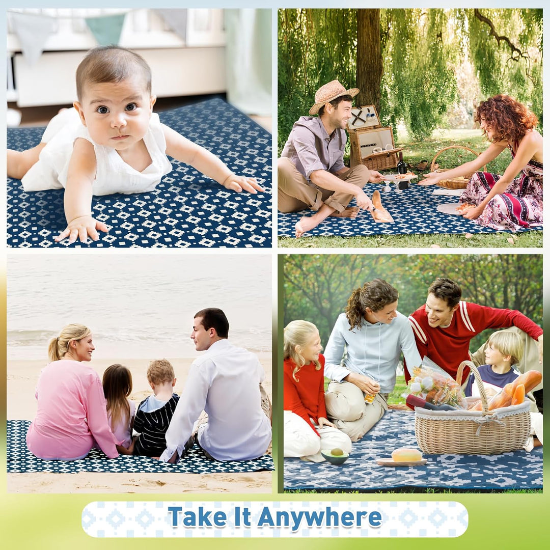 Lisslune | Extra Large Waterproof Picnic Blanket 200 × 200 cm with 3 Layers – MeadowRest