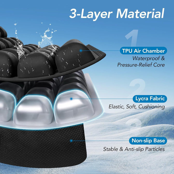 Lisslune | Inflatable Travel Seat Cushion with Ergonomic Pressure Relief – AirComfort