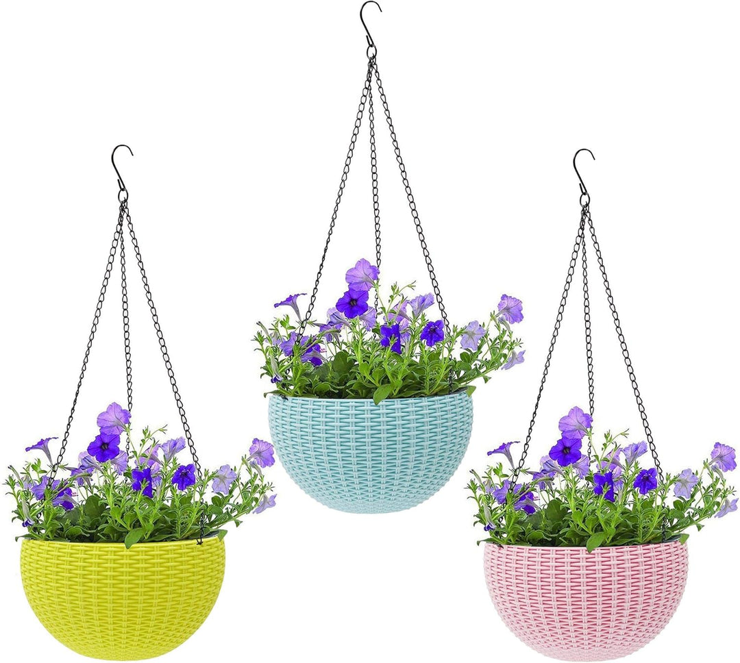 Lisslune | Woven hanging basket for plants with chain – Ideal for balcony and garden