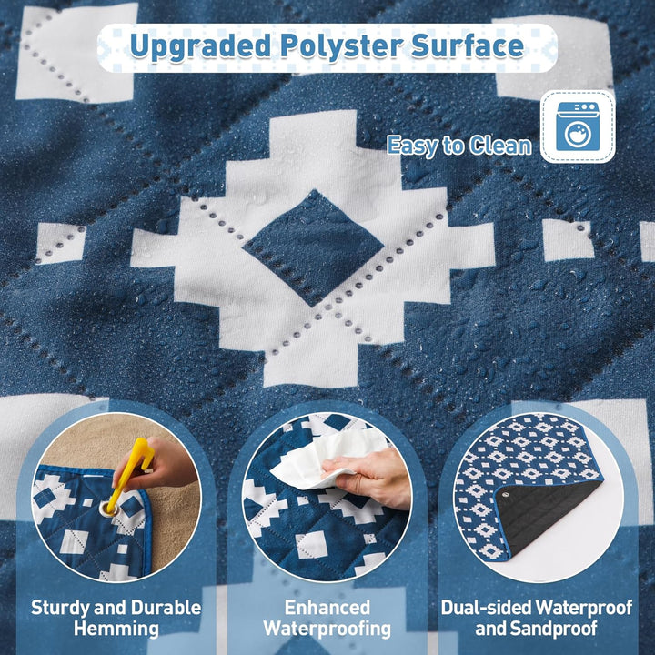 Lisslune | Extra Large Waterproof Picnic Blanket 200 × 200 cm with 3 Layers – MeadowRest