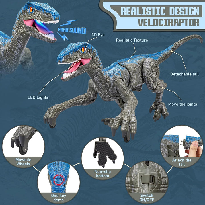 Lisslune | RaptorMove – Remote Control Dinosaur Toy with Sound, LED and Realistic Movements