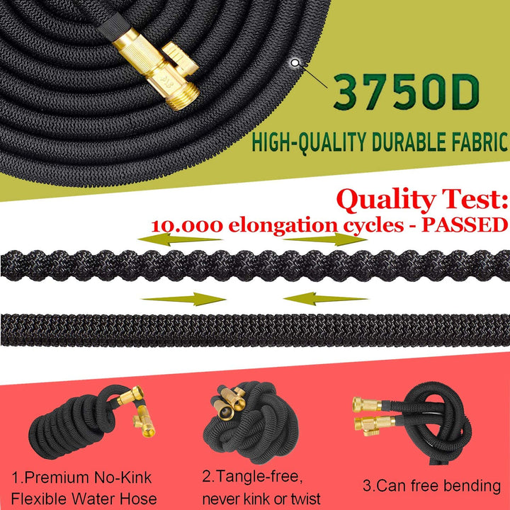 Lisslune | AquaFlex Expandable Garden Hose – Lightweight, Flexible, Leakproof Water Hose with Brass Connectors