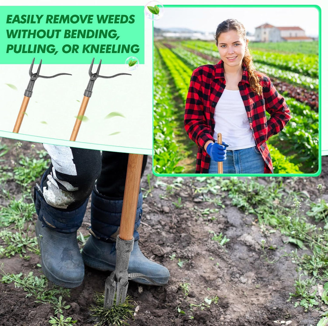 Lisslune | Weed puller with 4-claw head – Effective garden tool made of iron for root removal