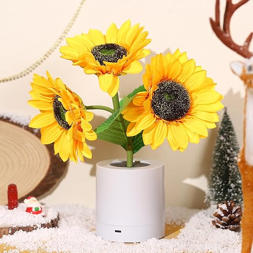 Lisslune | LED Sunflower Table Lamp - Decorative Lighting Fixture for Home Decor & Nightstand Use