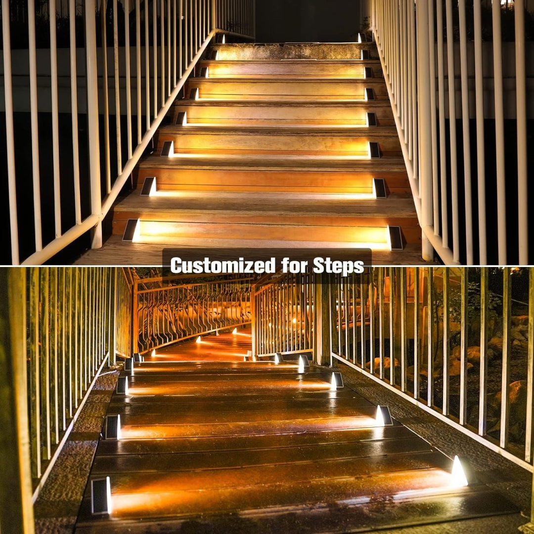 Lisslune | Waterproof Solar LED Stair Lighting - Outdoor Lighting for Stairs, Paths, and Terraces