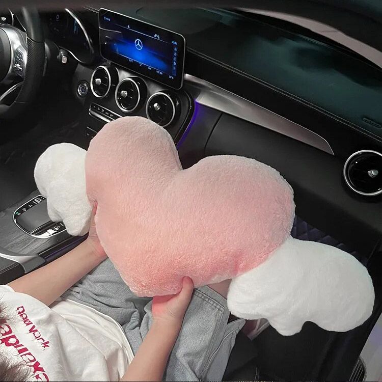 Lisslune | Heart Shaped Plush Car Headrest & Lumbar Support Pillow