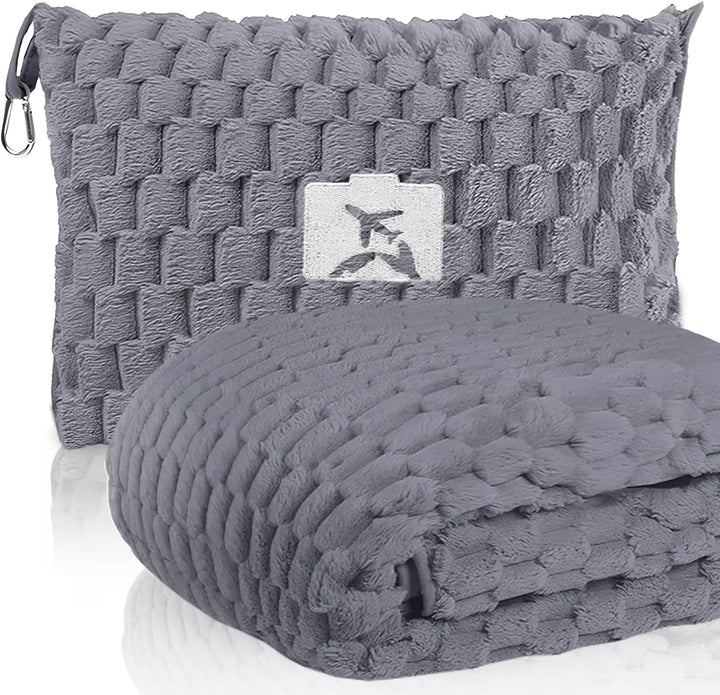 Lisslune | Packable Flannel Travel Blanket with Pillow Bag and Luggage Sleeve – Trevora