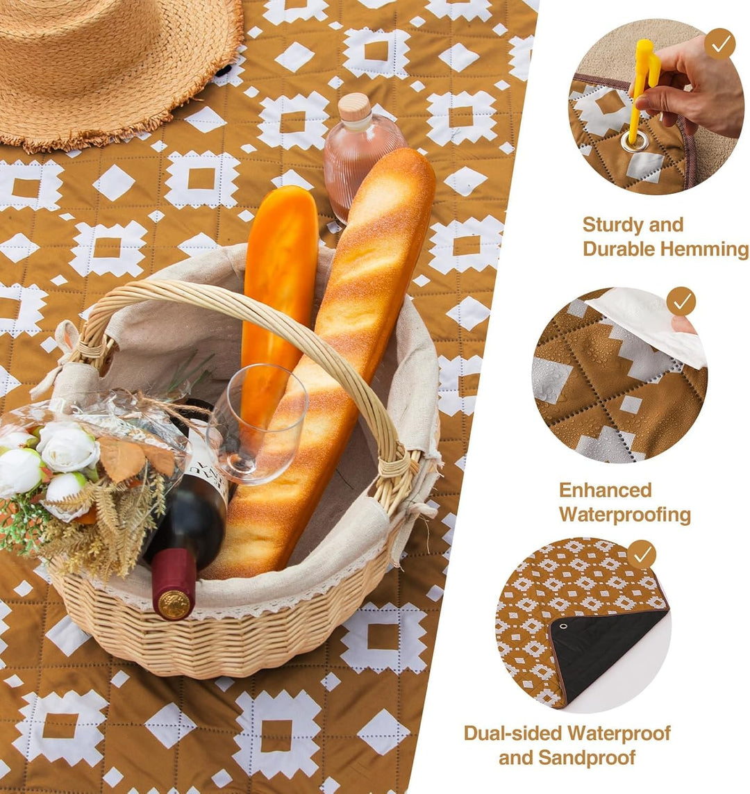 Lisslune | Extra Large Waterproof Picnic Blanket 200 × 200 cm with 3 Layers – MeadowRest