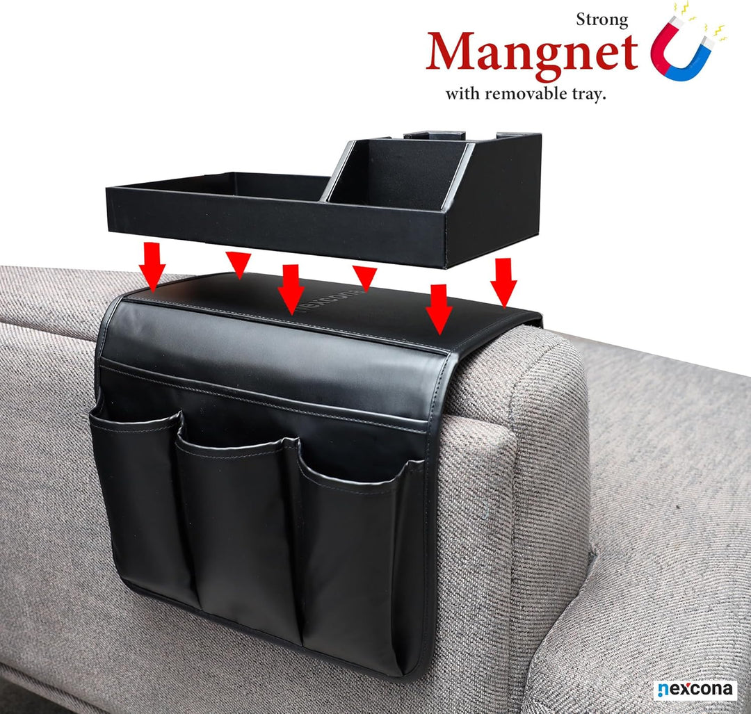 Lisslune | Elegant Sofa Armrest Tray with Organizer for Drinks and Accessories