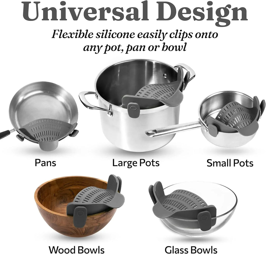 Lisslune | Silicone sieve with clip – Heat-resistant draining container for food