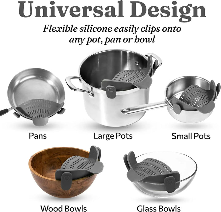 Lisslune | Silicone sieve with clip – Heat-resistant draining container for food