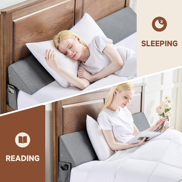 Lisslune | Gap Filler Wedge Pillow | Adjustable Height, Compact Design & Ideal for Twin, Queen, King Beds and Sofas