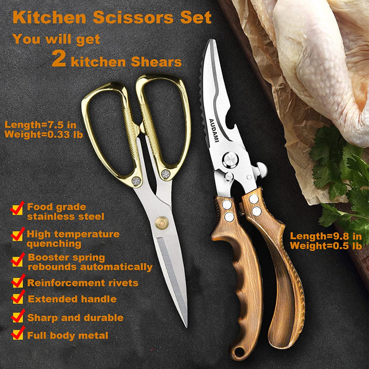 Lisslune | Kitchen Scissors Heavy-Duty Kitchen Scissors Set 2-Pack, Poultry Scissors Heavy-Duty Professional Quick