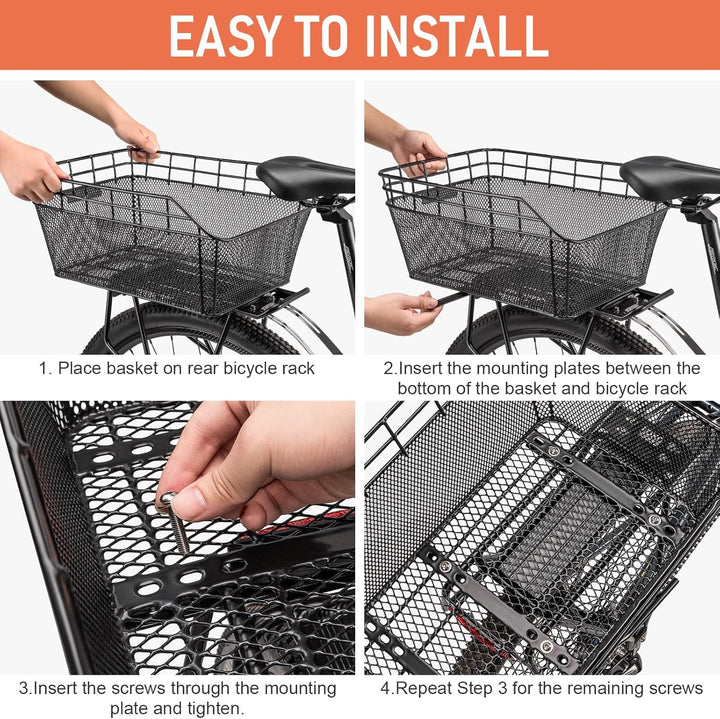 Lisslune | Large Rear Bike Basket with Cargo Net & Waterproof Cover – Orvian