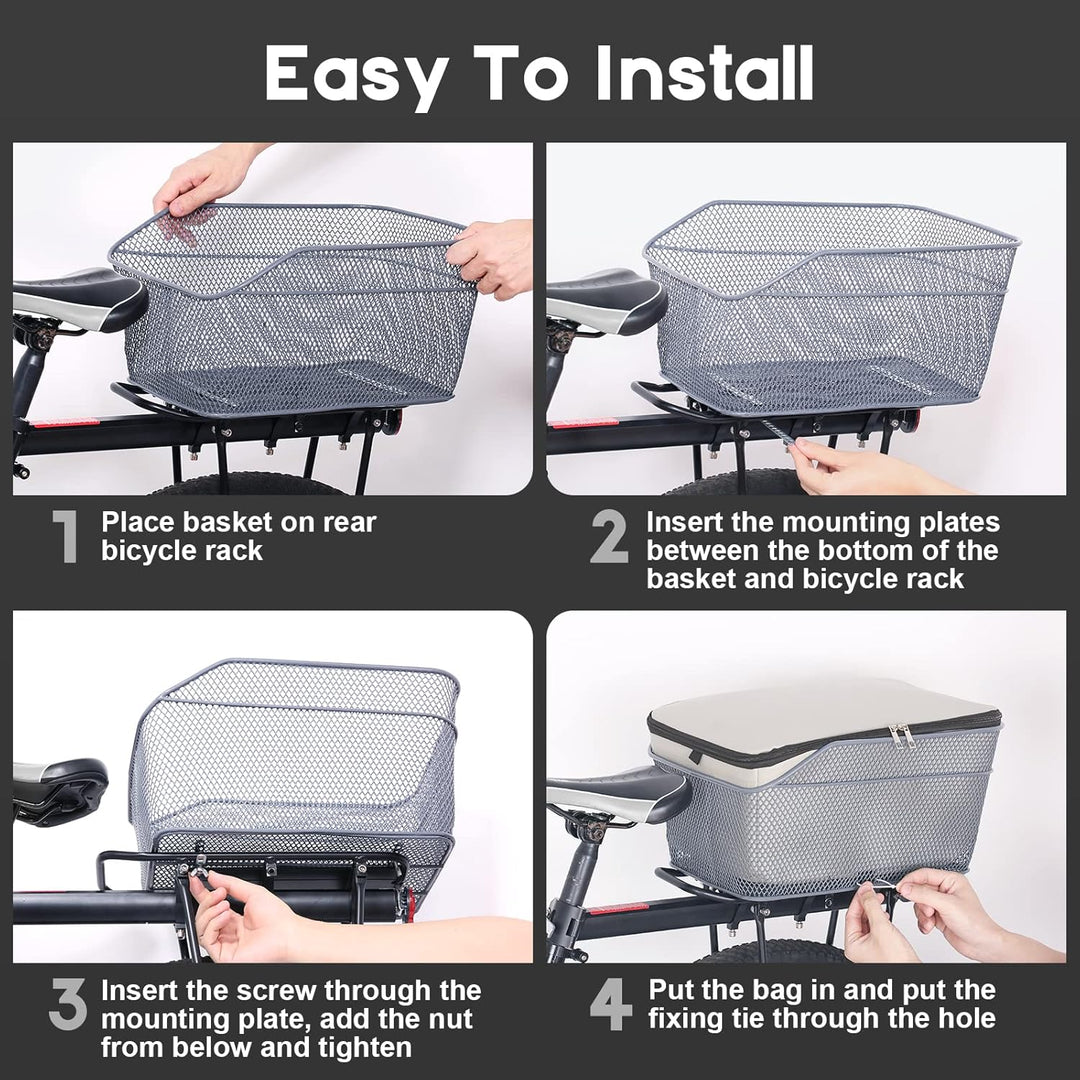 Lisslune | Waterproof Rear Bike Basket with Rainproof Cover – Velora