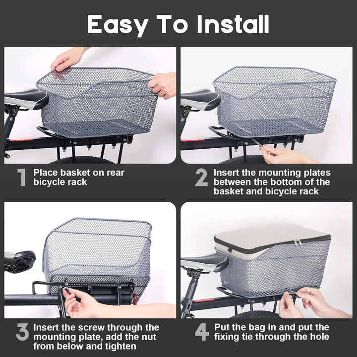 Lisslune | Waterproof Rear Bike Basket with Rainproof Cover – Velora