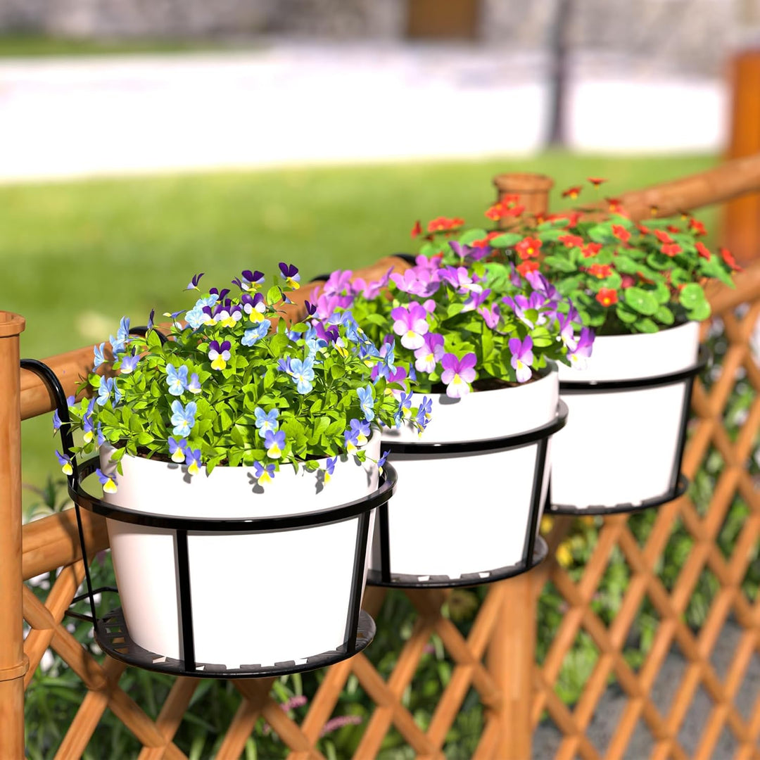 Lisslune | Hanging Plant Basket made of Metal – Balcony Planter Pot with Hook for Garden and Terrace