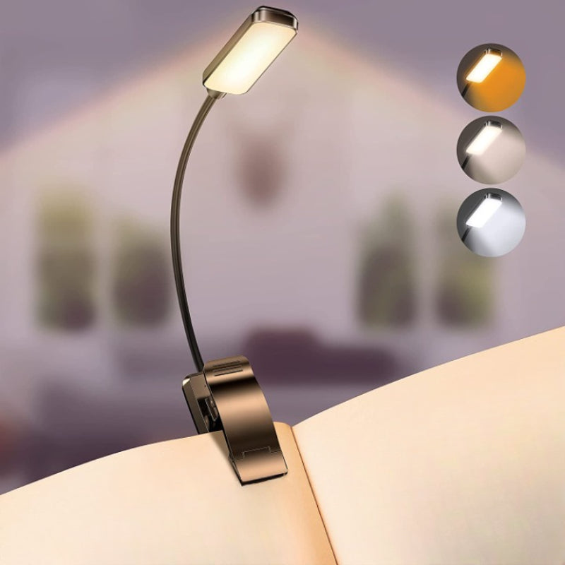 Lisslune | Buy 9 LED USB rechargeable reading lamp for reading in bed - eye-friendly, stepless dimmable | Small lightweight clip-on reading lamp