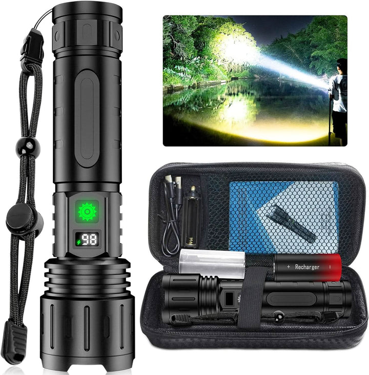 Lisslune | BEAMFORCE X100 – LED flashlight with 100,000 lumens, 5 light modes & power bank function