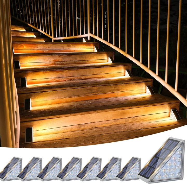 Lisslune | Waterproof Solar LED Stair Lighting - Outdoor Lighting for Stairs, Paths, and Terraces