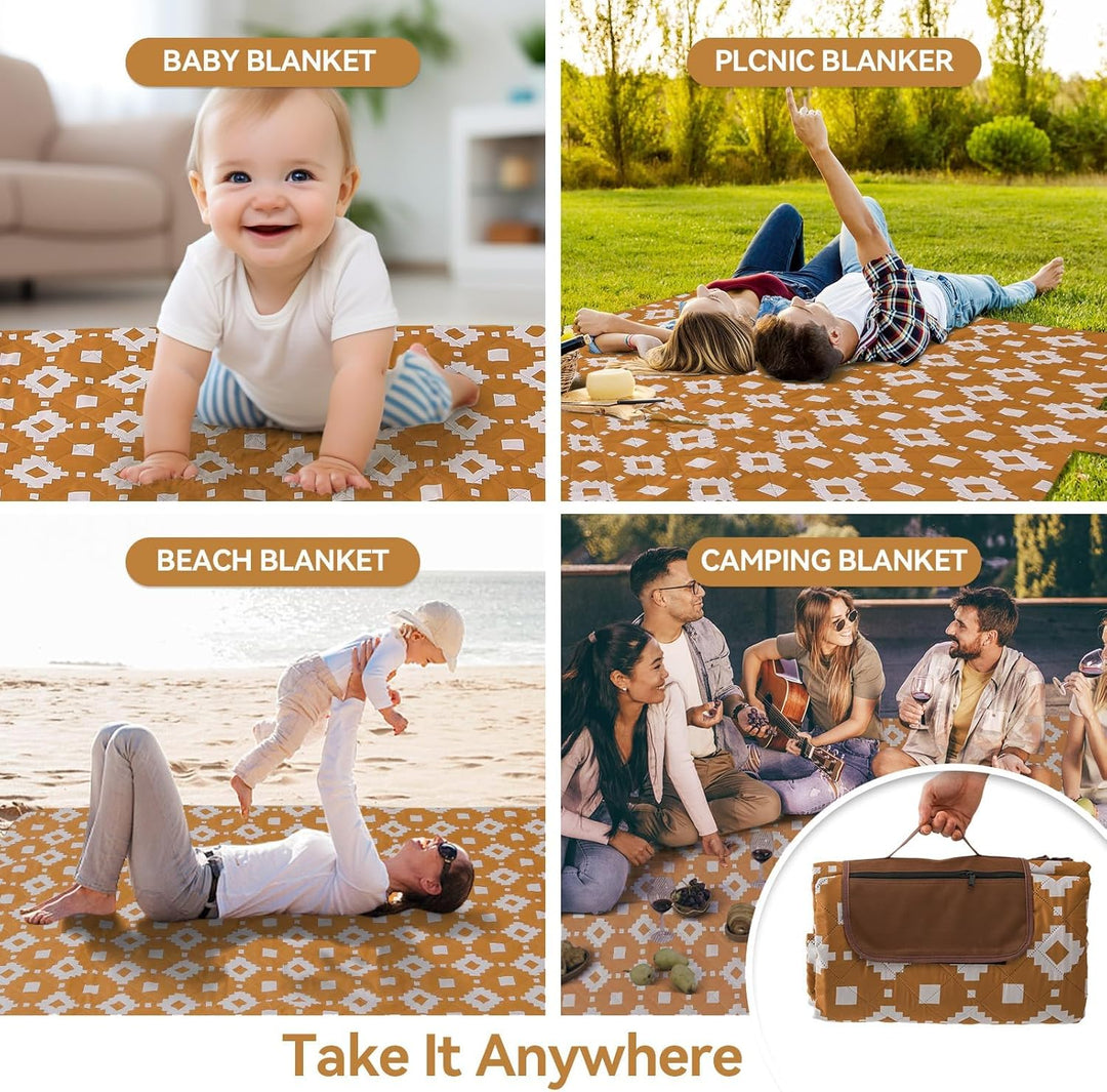 Lisslune | Extra Large Waterproof Picnic Blanket 200 × 200 cm with 3 Layers – MeadowRest