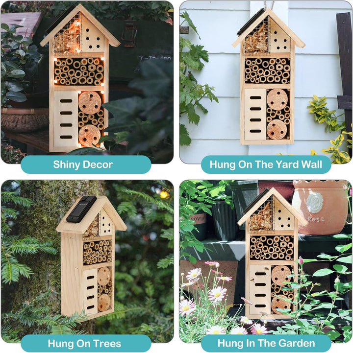 Lisslune | Insect house made of wood – Bee and insect friendly habitat for garden and terrace