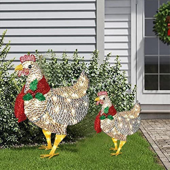 Lisslune | WinterHen LED Chicken with Scarf – Illuminating Christmas Decoration for Indoor and Outdoor