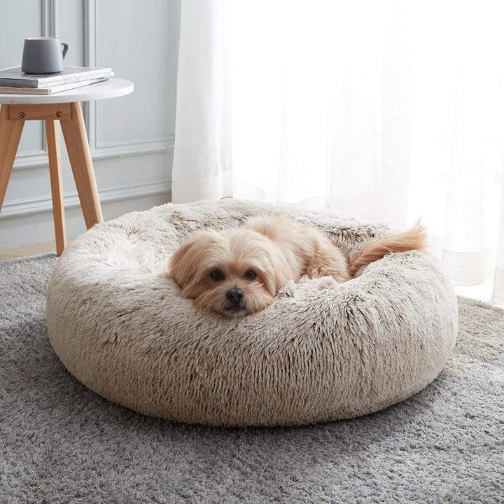 Lisslune | Beef Plush Calming Donut Dog Bed for Small to Large Dogs