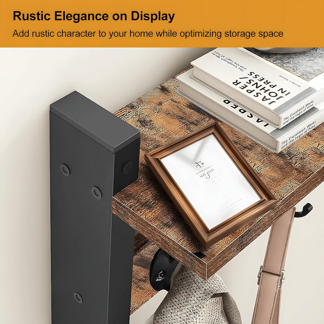 Lisslune | Wall-Mounted Coat Rack with Shelf and 5 Metal Hooks – Ravora