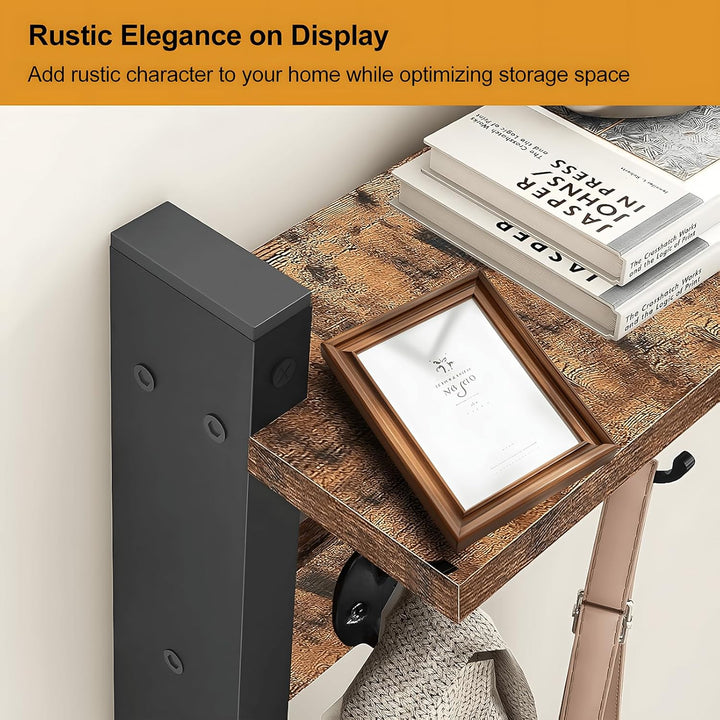 Lisslune | Wall-Mounted Coat Rack with Shelf and 5 Metal Hooks – Ravora