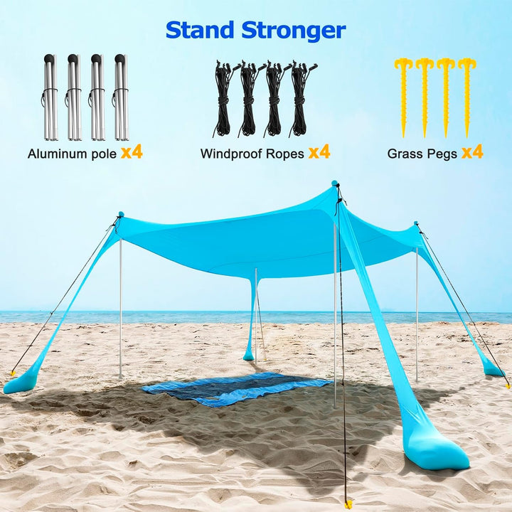 Lisslune | UPF50+ Family Beach Tent with Aluminium Poles and Sand Anchors
