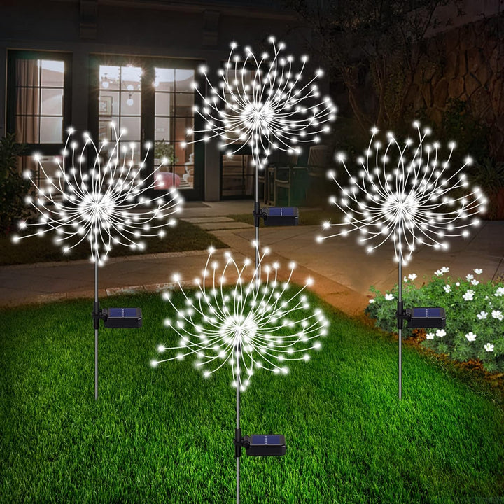 Lisslune | 4 Piece Solar Firework Garden Lights - Weatherproof LED Decorative Lighting, Solar Energy for Garden and Patio