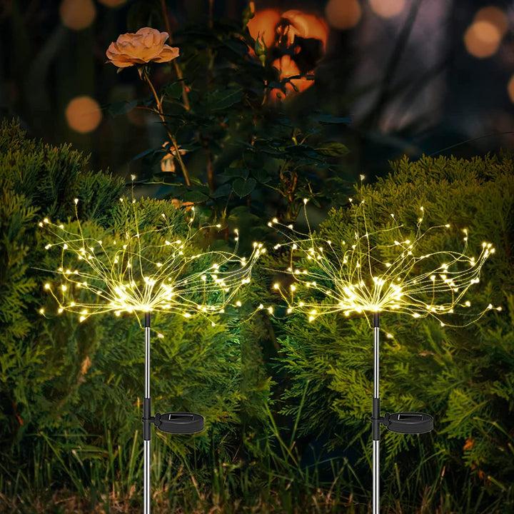 Lisslune | 4 Piece Solar Firework Garden Lights - Weatherproof LED Decorative Lighting, Solar Energy for Garden and Patio