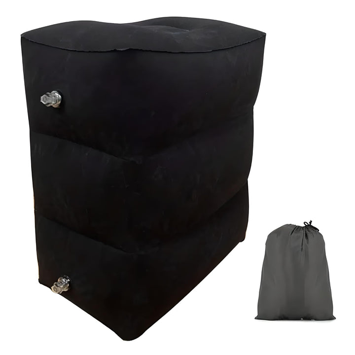 Lisslune | Inflatable Travel Footrest | Ergonomic, Adjustable Height & Compact for Planes, Trains, Buses & Office Use