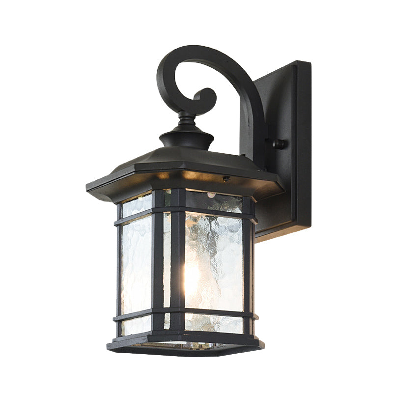 Skørter | Bronze Curvy Arm Wall Lighting Country Clear Wave Glass Single-Head Outdoor Wall Lamp