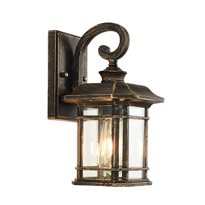 Skørter | Bronze Curvy Arm Wall Lighting Country Clear Wave Glass Single-Head Outdoor Wall Lamp