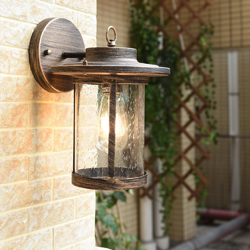 Skørter | Seedy Glass Bronze Wall Light Single Light Country House Style Wall Mounted Lighting for Terrace
