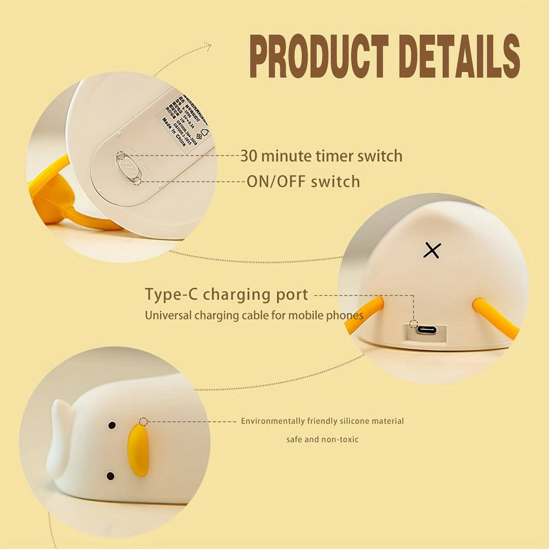 Lisslune | Sleeping Duck Lamp - Rechargeable Dimmable Silicone Night Light