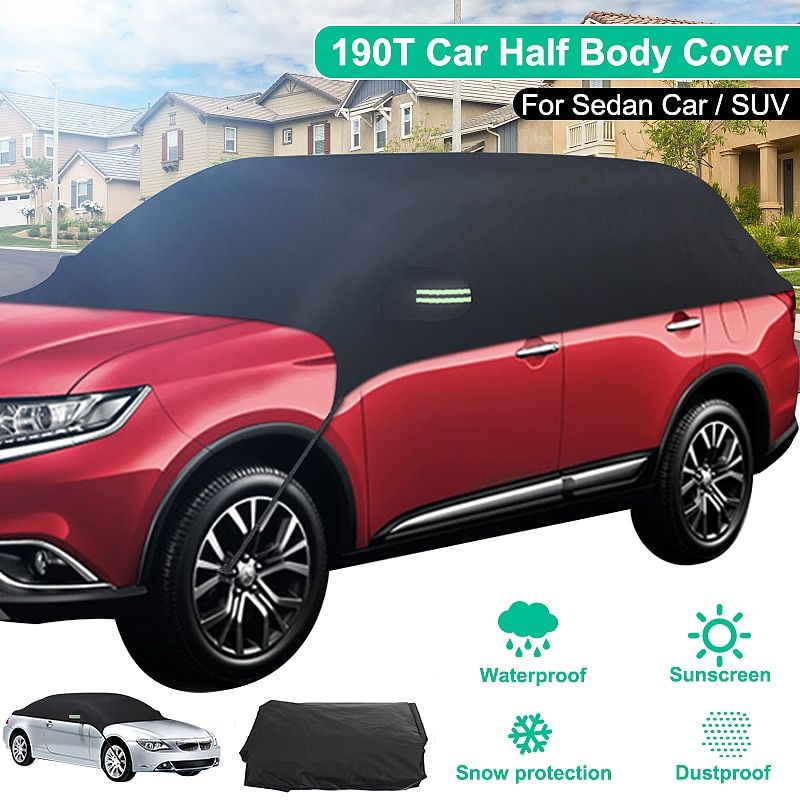 Lisslune | Universal Half Car Cover - Water Repellent, UV and Dust Resistant Vehicle Protector