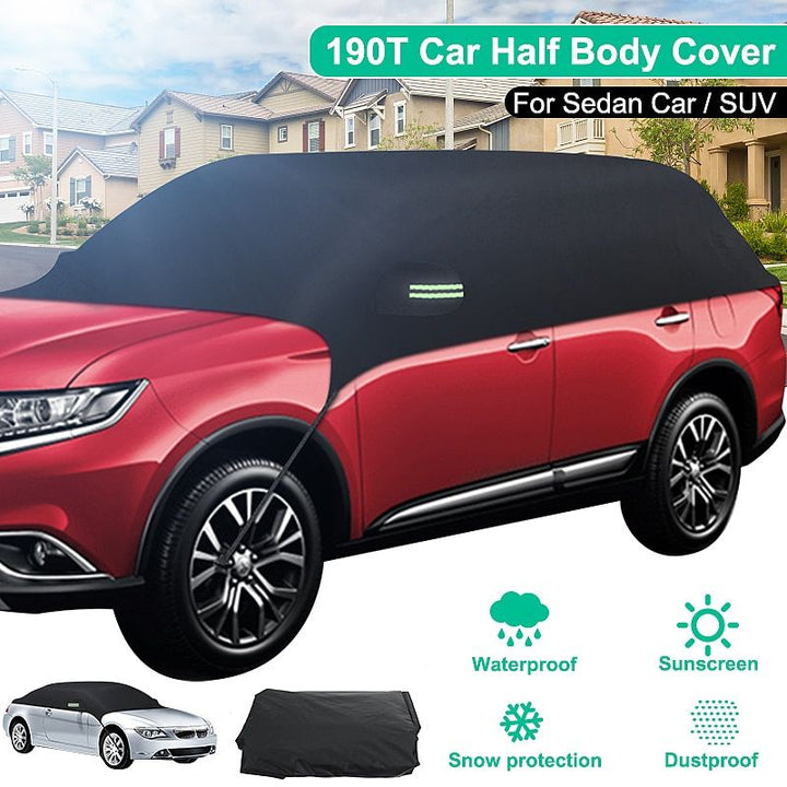 Lisslune | Universal Half Car Cover - Water Repellent, UV and Dust Resistant Vehicle Protector