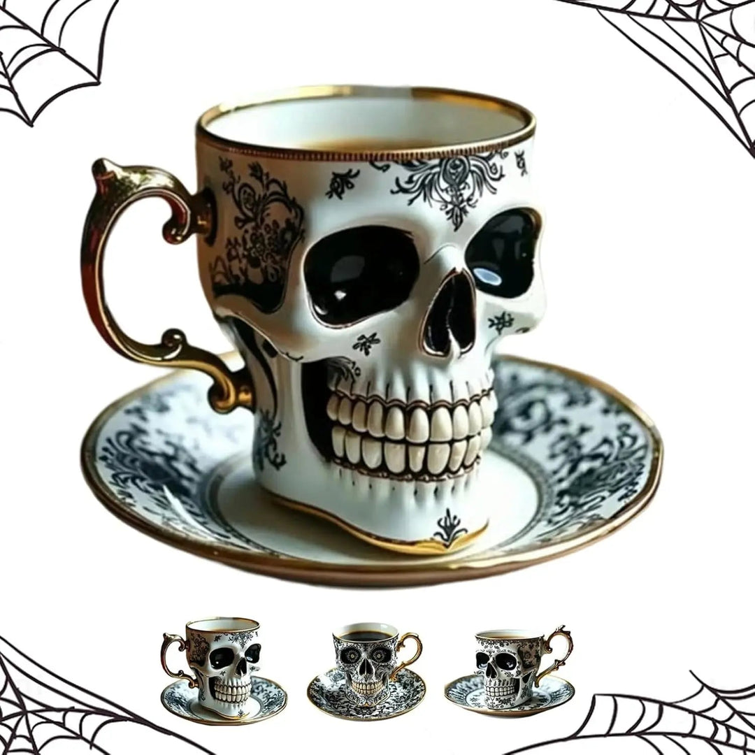 Lisslune | Gothic Skull Decorative Mug Noctura – Artistic Hand-Painted Skull Decoration