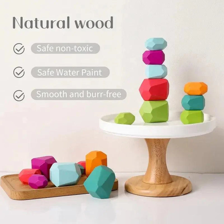 Lisslune | Colorful Wooden Building Blocks Set for Creative Learning and Logical Development