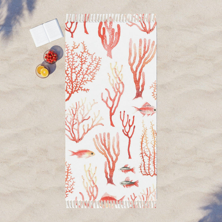 Lisslune | Coral Bliss Bohemian Beach Sarong with Playful Tassels and Exotic Prints