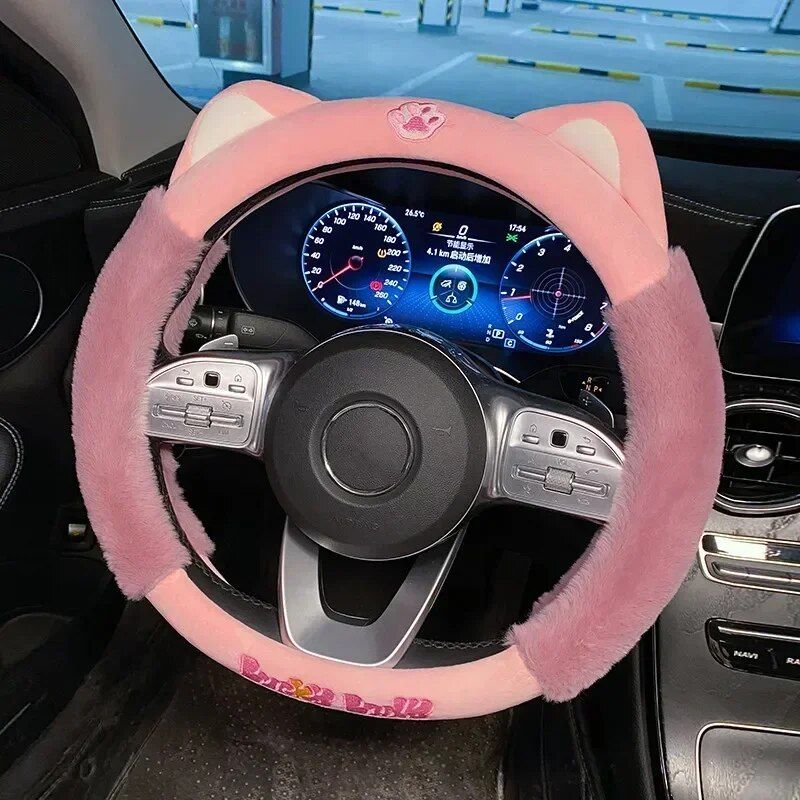 Lisslune | Colorful Plush Winter Steering Wheel Cover